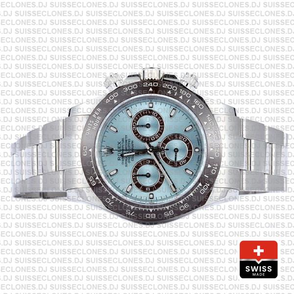 Rolex Daytona Ss Platinum Ice Blue Ceramic 116506 40mm Swiss Replica