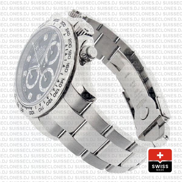 Rolex Oyster Perpetual Cosmograph Daytona 40mm 18k White Gold Black Diamond Dial