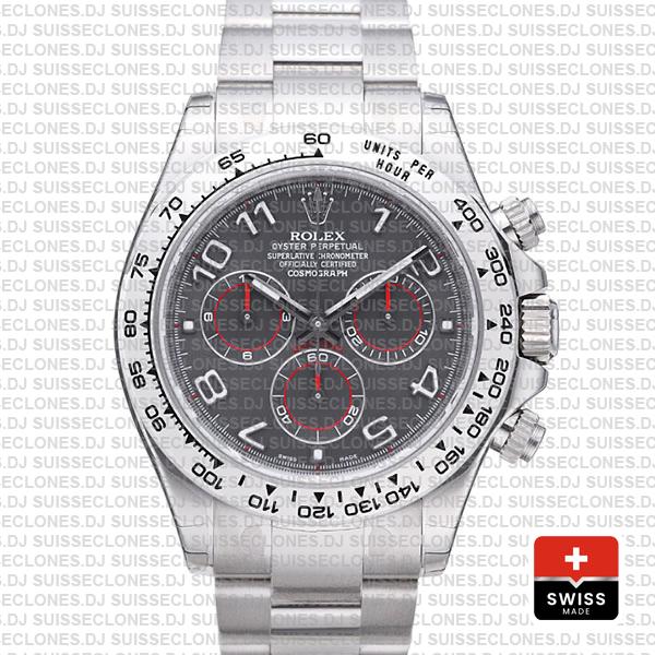 Rolex Daytona 18k White Gold Grey Arabic Dial Rolex Replica