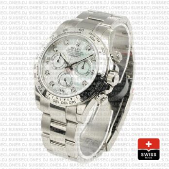 Rolex Daytona Ss White Gold Mop White Diamond 40mm 116509 Swiss Replica