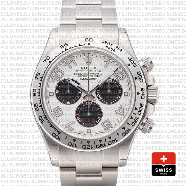 Rolex Daytona White Gold Stainless Steel White Dial Replica