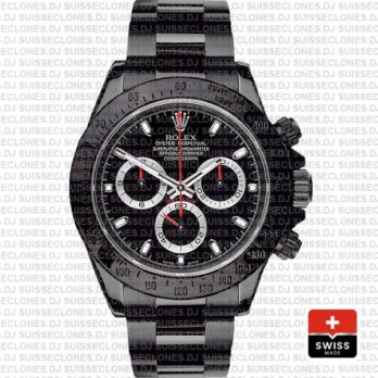 Rolex Daytona Swiss Replica 116520 Black Dlc Red Needles