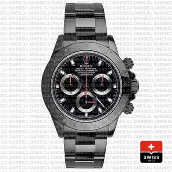 Rolex Daytona Swiss Replica 116520 Black Dlc Red Needles