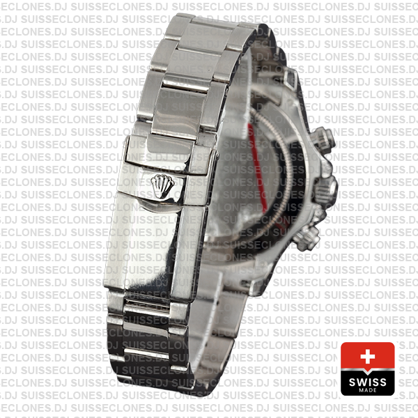 Rolex Daytona 18k White Gold 904L Stainless Steel Rainbow Bezel with Black Dial