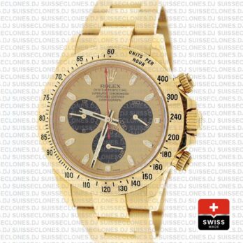 Rolex Daytona Yellow Gold Gold Dial Black Subdials Swiss Replica 40mm 116528