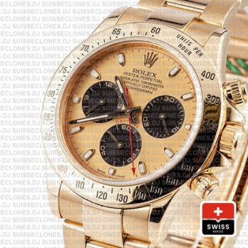 Rolex Daytona Yellow Gold Gold Dial Black Subdials Swiss Replica 40mm 116528