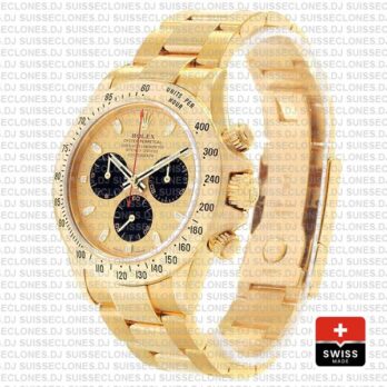 Rolex Daytona Gold 904L Stainless Steel Gold Panda Dial with Black Subdials & Oyster Bracelet 40mm