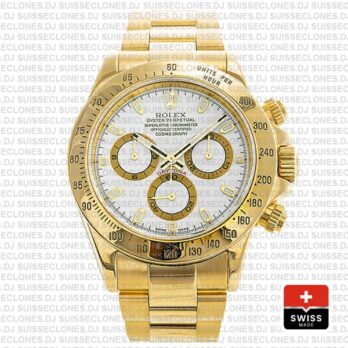 Rolex Daytona Yellow Gold White Dial Chronograph Swiss Replica 116528