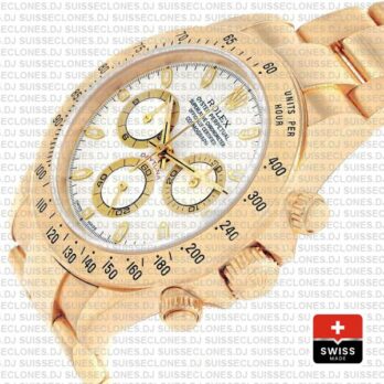 Rolex Daytona Yellow Gold White Dial Chronograph Swiss Replica 116528