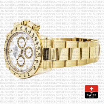 Rolex Daytona Yellow Gold White Dial Chronograph Swiss Replica 116528