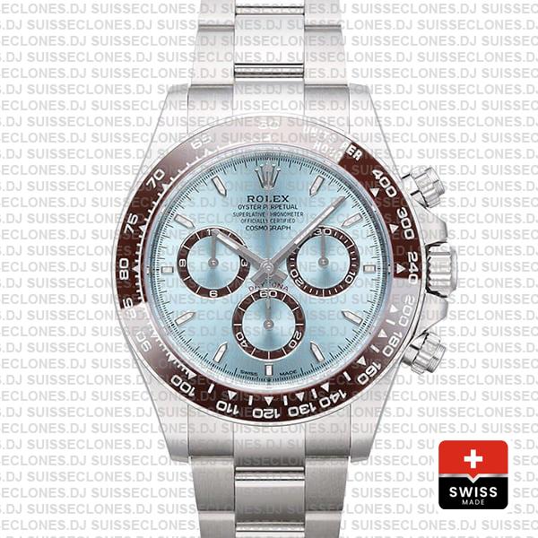 Rolex Cosmograph Daytona Platinum Ref.126506 Ice Blue Dial Stick Markers 40mm Cal.4131 Swiss Replica Super Clone 2024 New Model