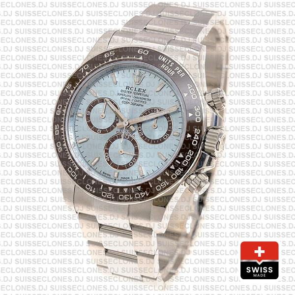 Rolex Cosmograph Daytona Platinum Ref.126506 Ice Blue Dial Stick Markers 40mm Cal.4131 Swiss Replica Super Clone 2024 New Model