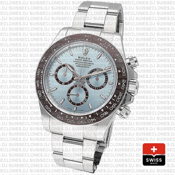 Rolex Cosmograph Daytona Platinum Ref.126506 Ice Blue Dial Stick Markers 40mm Cal.4131 Swiss Replica Super Clone 2024 New Model