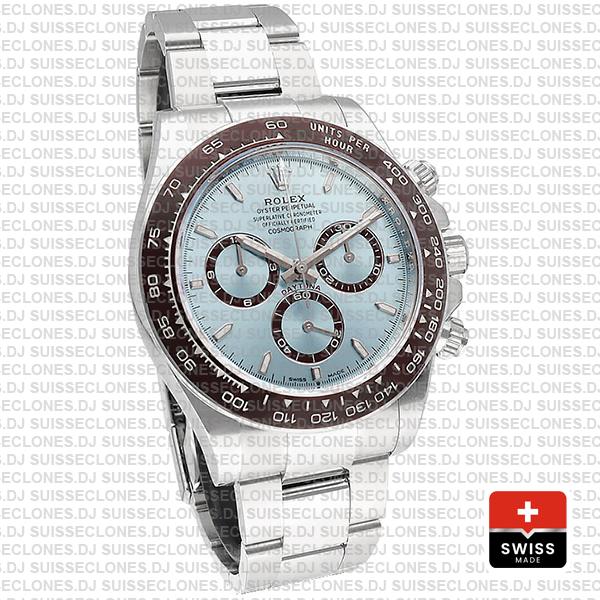 Rolex Cosmograph Daytona Platinum Ref.126506 Ice Blue Dial Stick Markers 40mm Cal.4131 Swiss Replica Super Clone 2024 New Model