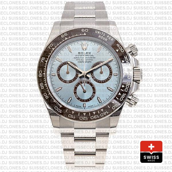 Rolex Cosmograph Daytona Platinum Ref.126506 Ice Blue Dial Stick Markers 40mm Cal.4131 Swiss Replica Super Clone 2024 New Model