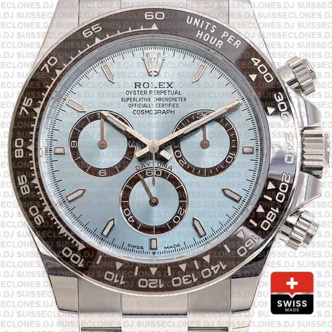 Rolex Cosmograph Daytona Platinum Ref.126506 Ice Blue Dial Stick Markers 40mm Cal.4131 Swiss Replica Super Clone 2024 New Model
