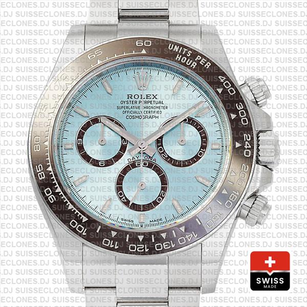 Rolex Cosmograph Daytona Platinum Ref.126506 Ice Blue Dial Stick Markers 40mm Cal.4131 Swiss Replica Super Clone 2024 New Model