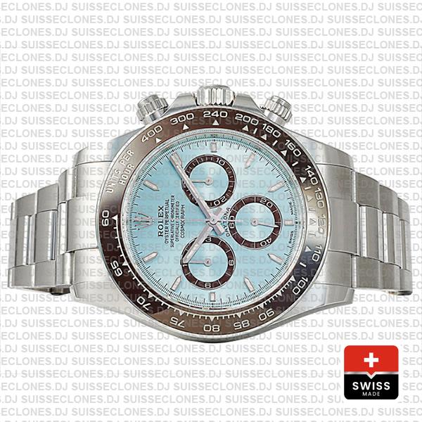 Rolex Cosmograph Daytona Platinum Ref.126506 Ice Blue Dial Stick Markers 40mm Cal.4131 Swiss Replica Super Clone 2024 New Model
