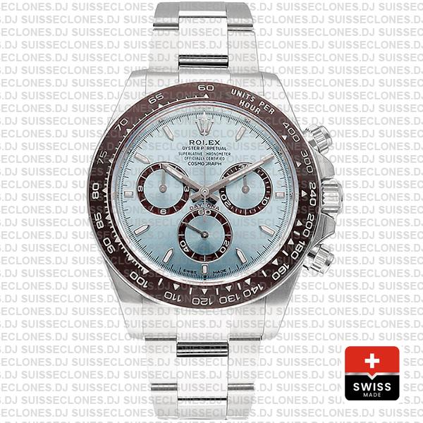 Rolex Cosmograph Daytona Platinum Ref.126506 Ice Blue Dial Stick Markers 40mm Cal.4131 Swiss Replica Super Clone 2024 New Model