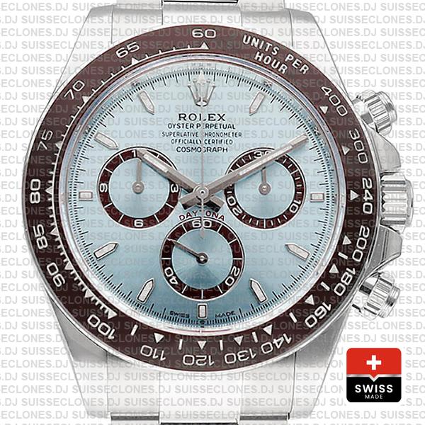 Rolex Cosmograph Daytona Platinum Ref.126506 Ice Blue Dial Stick Markers 40mm Cal.4131 Swiss Replica Super Clone 2024 New Model