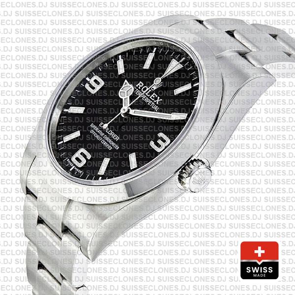 Rolex Explorer 1 904L Steel Black Dial, Stainless steel Oyster Bracelet & Smooth Bezel 39mm