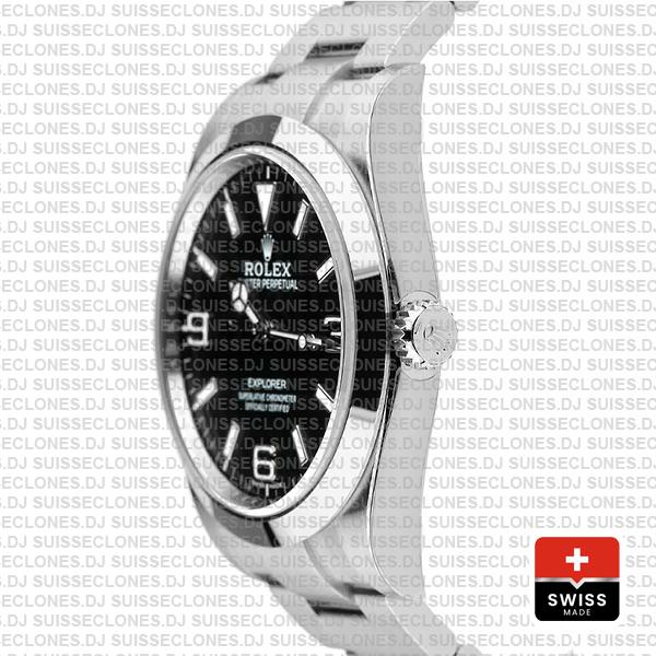 Rolex Explorer 1 904L Steel Black Dial, Stainless steel Oyster Bracelet & Smooth Bezel 39mm