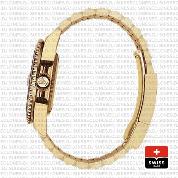 Rolex Gmt-master Ii Jubilee 18k Yellow Gold 904l Steel Black Dial Ceramic Bezel 40mm Ref:126718grnr Swiss Replica Superclone Watch