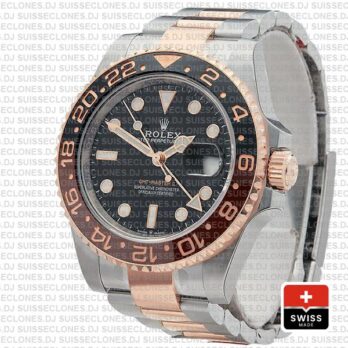 Rolex GMT-Master II Rose Gold Two Tone in Black Dial 40mm Root Beer Watch