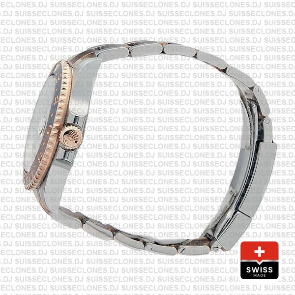 Rolex GMT-Master II Rose Gold Two Tone in Black Dial 40mm Brown Black Ceramic Bezel