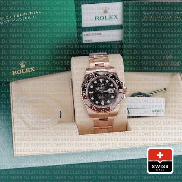 Rolex GMT-Master II 18k Rose Gold Root Beer Brown Black Ceramic Bezel