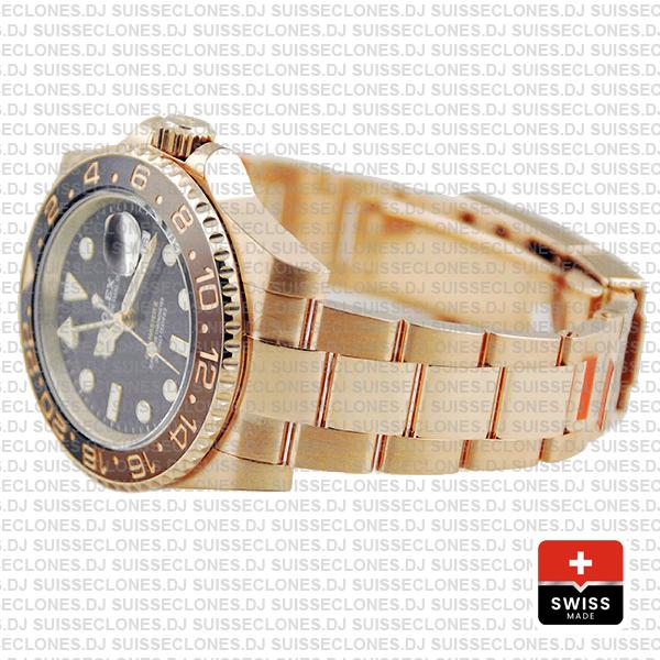 Rolex Gmt Master Ii 18k Rose Gold Ceramic Bezel Black Dial 126715chnr 40mm
