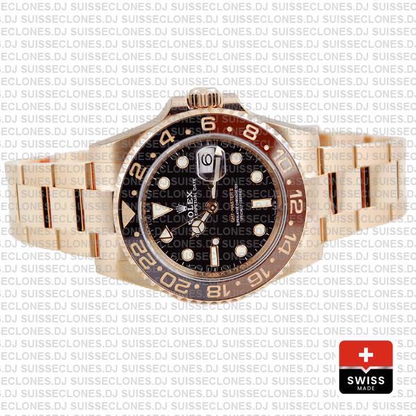 Rolex Gmt Master Ii 18k Rose Gold Ceramic Bezel Black Dial 126715chnr 40mm