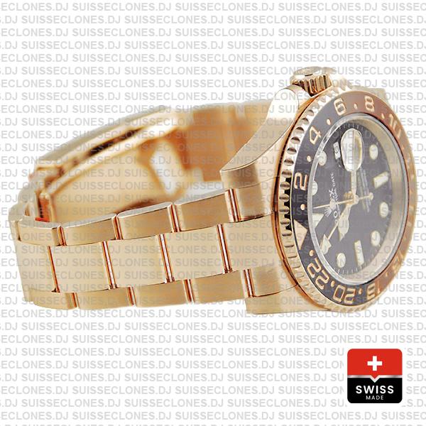 Rolex Gmt Master Ii 18k Rose Gold Ceramic Bezel Black Dial 126715chnr 40mm