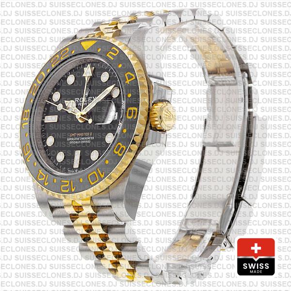 Rolex Gmt-master Ii 2-tone Jubilee 18k Yellow Gold 904l Steel Black Dial Ceramic Bezel 40mm Ref:126713grnr Swiss Replica Superclone Watch