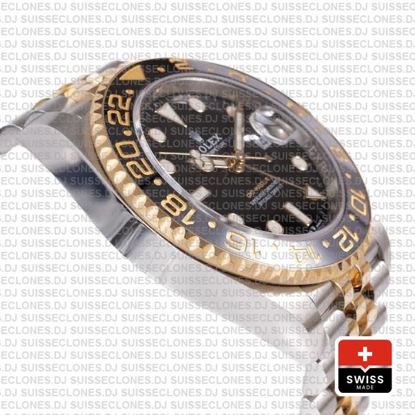 Rolex Gmt-master Ii 2-tone Jubilee 18k Yellow Gold 904l Steel Black Dial Ceramic Bezel 40mm Ref:126713grnr Swiss Replica Superclone Watch