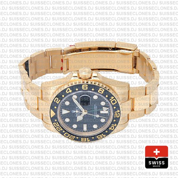 Rolex Gmt Master Ii Gold Black Ceramic 40mm Oversized 116718 Swiss Replica