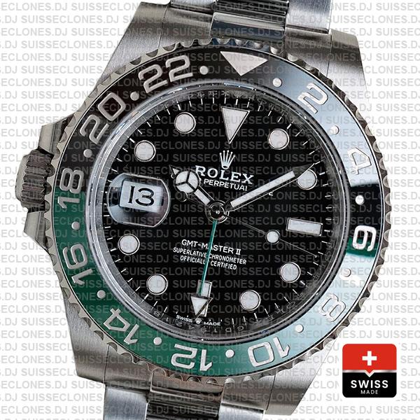 Rolex Gmt Master Ii Left Hand Green Black 126720vtnr Swiss Replica