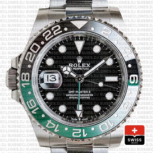 Rolex Gmt Master Ii Left Hand Green Black 126720vtnr Swiss Replica