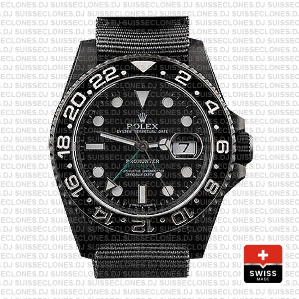 Rolex GMT-Master II Pro Hunter DLC 904L Steel NATO Strap Black Ceramic Bezel