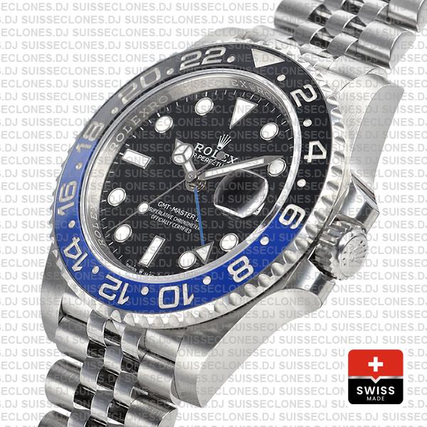 Rolex GMT-Master II Batman Black Dial 40mm Blue Black Ceramic Bezel 904L Steel Jubilee Bracelet