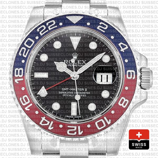 Rolex GMT-Master II Pepsi 18k White Gold Pepsi Red Blue Ceramic Bezel