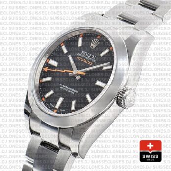 Rolex Milgauss 904L Stainless Steel Black Dial Rolex Replica Watch