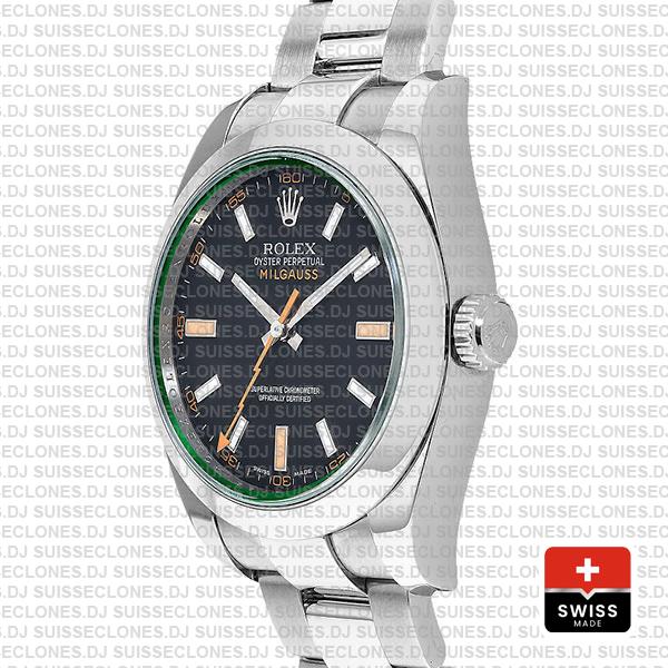 Rolex Milgauss Black Dial Green Crystal 40mm 116400 Swiss Replica