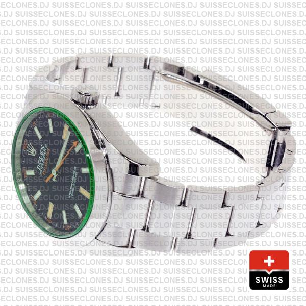 Rolex Milgauss Black Dial Green Crystal 40mm 116400 Swiss Replica