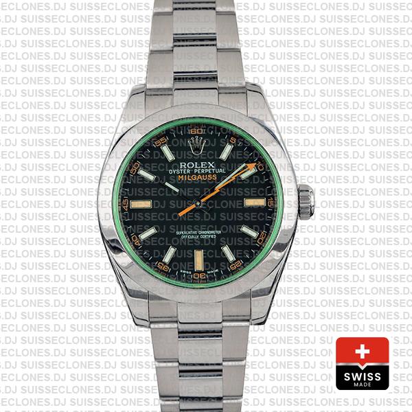 Rolex Milgauss Black Dial Green Crystal 40mm 116400 Swiss Replica