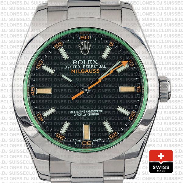 Rolex Milgauss Black Dial Green Crystal 40mm 116400 Swiss Replica