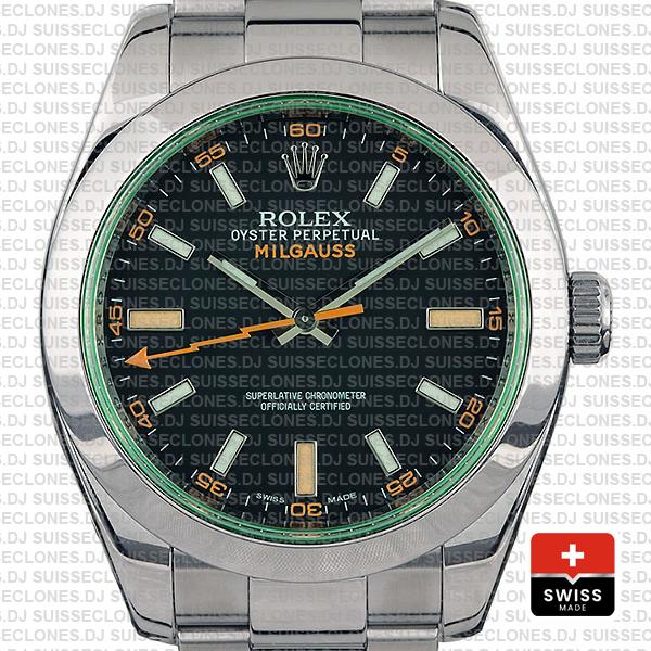 Rolex Milgauss Black Dial Green Crystal 40mm 116400 Swiss Replica