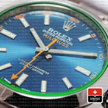 Rolex Milgauss Stainless Steel Blue Dial Watch Rolex Replica