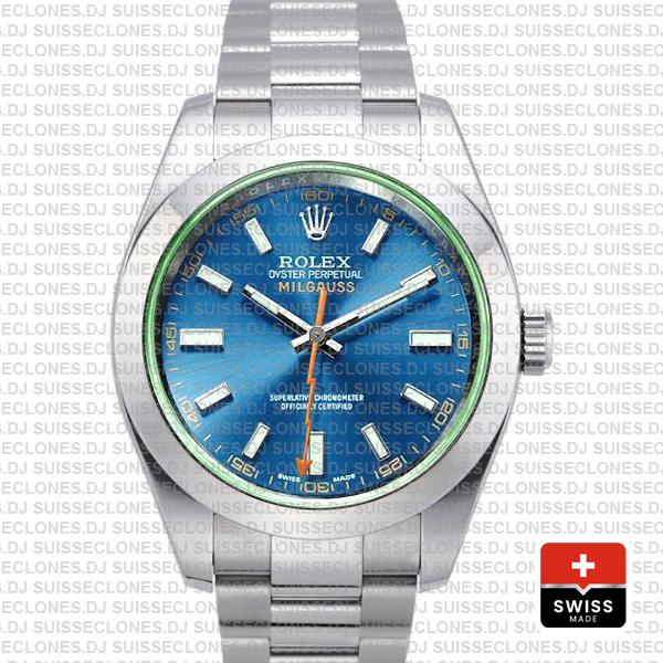 Rolex Milgauss Stainless Steel Blue Dial Watch | Rolex Replica
