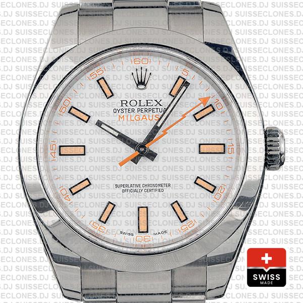 Rolex Milgauss Stainless Steel White Dial Rolex Replica Watch